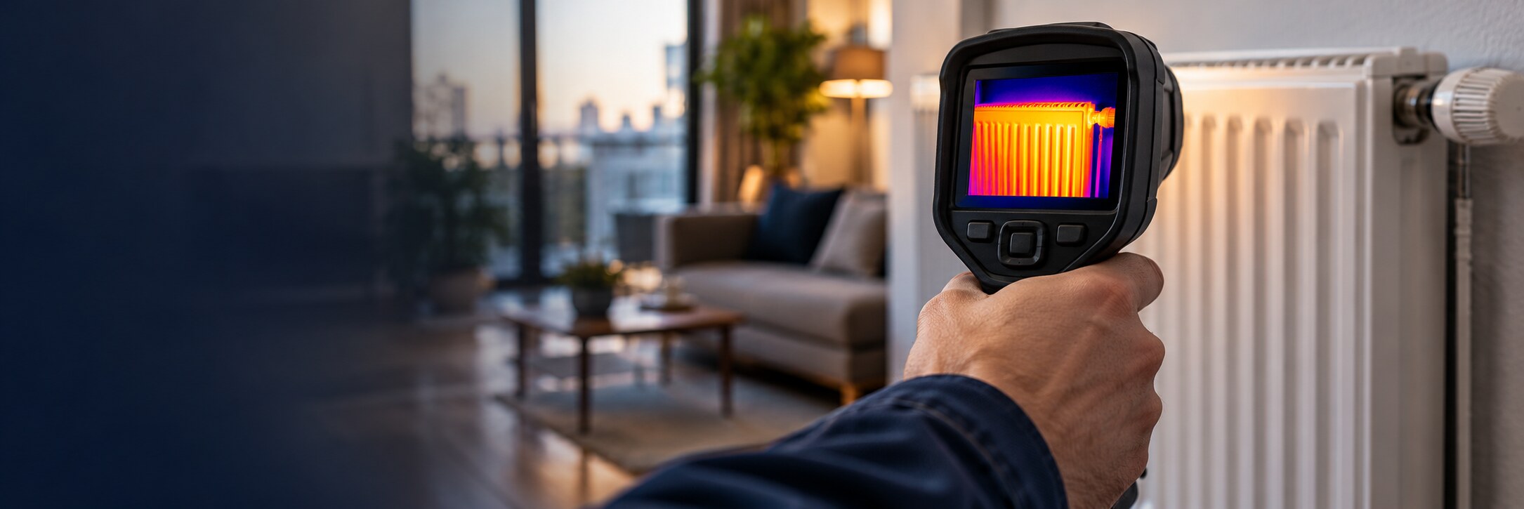 Caméra thermique utilisée devant un radiateur à Nanterre
