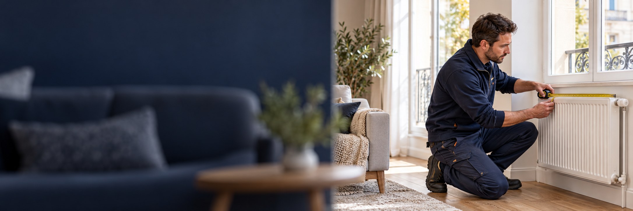 Relevé des dimensions d’un radiateur pour étudier le chauffage du logement